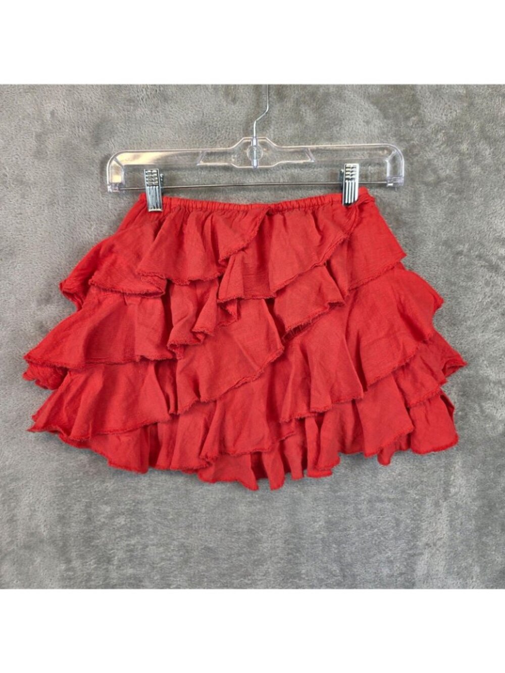 Blanco By Nature Skort Womens S Red Ruffle Tiered Mini Elastic Waist Cotton - Picture 2 of 7